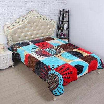 China Portable wholesale soft raschel mink blankets 1 ply 2 ply double bed cover one side embossed blankets for winter for sale