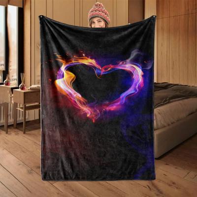 China Wearable Custom Size Printing Blanket Soft Flannel Fleece Cozy Blanket One Side Embossed Blankets for sale