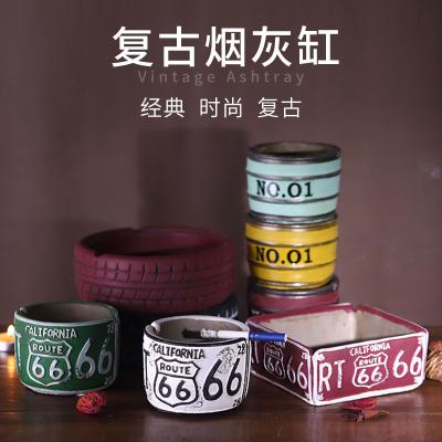 China Fasion Amazon retro hot sale creative cement ashtray, pottery ashtray, car tire ashtrays for sale