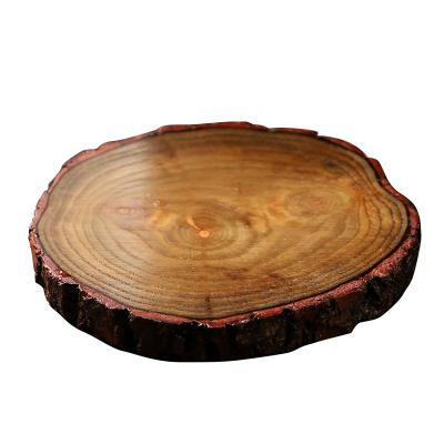 China Sustainable Solid Log Coaster Around Natural Log Heat Insulation Non-Slip Creative Cocktail Decoration Mat for sale