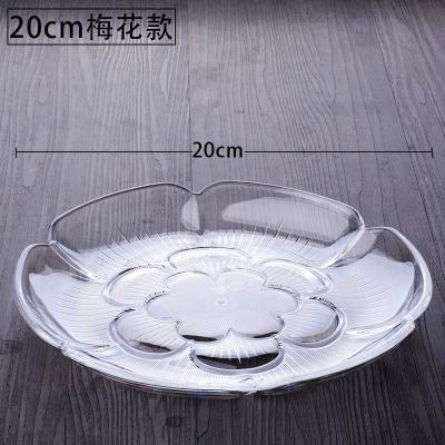 China Sustainable Table Items Acrylic Plastic Fruit Candy Cake Round Plate Transparent Fruit Plate for sale