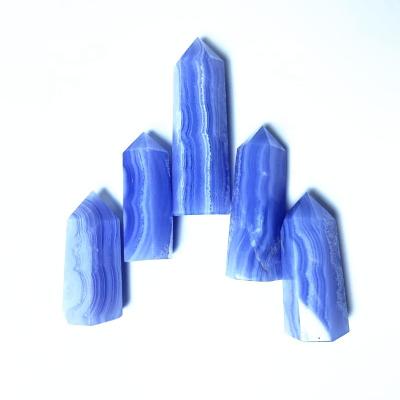 China High Quality Round Crystal Wand Europe Gemstone Folk Crafts Healing Lace Stone Blue Agate Crystal Point For Sale for sale