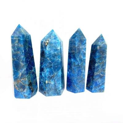 China Wholesale Apatite Folk Blue Dot Stones Healing Crystals Crafts Europe Gemstone Tower Crystal Magic Wand for sale