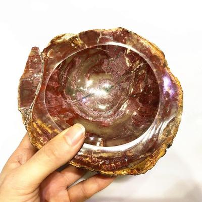 China Europe Wholesale Gemstone Hand Carved Feng Shui Healing People Opens Petrified Wood Singing Natural Crystal Bowl for sale