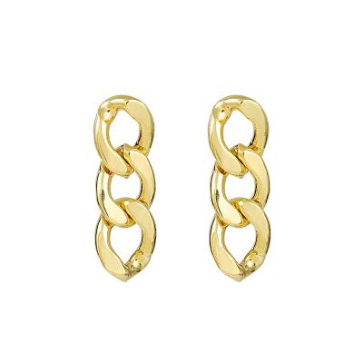 China Environmental Friendly Wholesale Waterproof Stainless Steel Women Jewelry 18K Gold Plated Chunky Cuban Earrings for sale