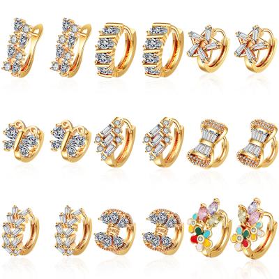 China Fashionable New Style2015 Small Zircon Rose Gold Huggie Earrings With Pictures Designs Jewelry Patterns For Wom for sale