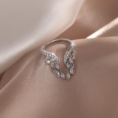 China TRENDY Micro Zircon Tassel Rings Inlaid Silver Open Adjustable Ring For Women Wedding for sale