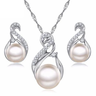 China High Quality Jewelry Set Fashion Jewelry Set Wedding Silver Crystal Earrings Simulation Pearl Jewelry Set Ladies Necklace Set Decorationsetsgiftchristmas for sale