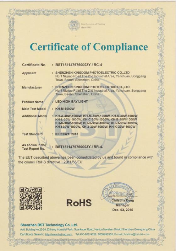 RoHS - Shenzhen Kingdom Photoelectric Co., Ltd.