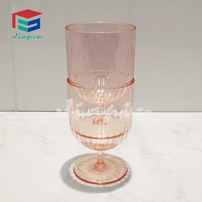 China New Design Viable 10oz 300ml Wine Glass Stackable Plastic Wine Glasses for sale