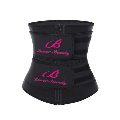 China Wholesale Custom Lover-Beauty Logo Neoprene Double Belt Enhance Training Antibacterial Body Shape Trainer Corset Zipper Women Waist Corsets for sale