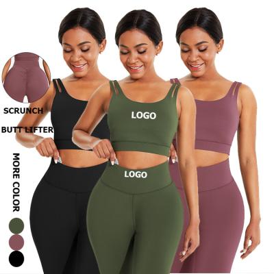 China Customs Breathable Two Piece Workout Sets Seamless Sportswear Women Fitness Yoag Wear Sets for sale