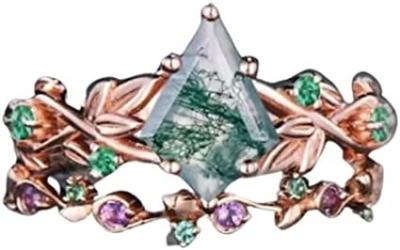 China Solid Rose Gold 1.25ct Natural Inspired Leaf Moss Agate Jewelry Cluster Emerald Aquatic Te koop