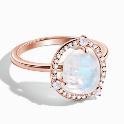 Cina Solid 925 Sterling Silver 18K Gold Plated Ring Vintage Moonstone Ring Best Style Sliver Factory Jewelry in vendita