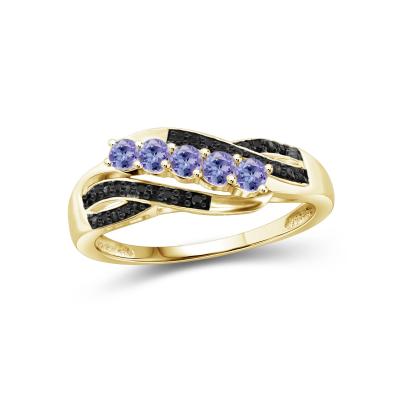 China Os joalheiro batem Tanzanite Ring Birthstone Jewelry com Diamo preto à venda