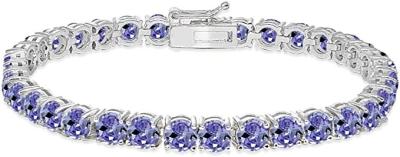 China 24,70 CTW ouro branco contínuo natural de Tanzanite e de Diamond Bracelet In 14K à venda