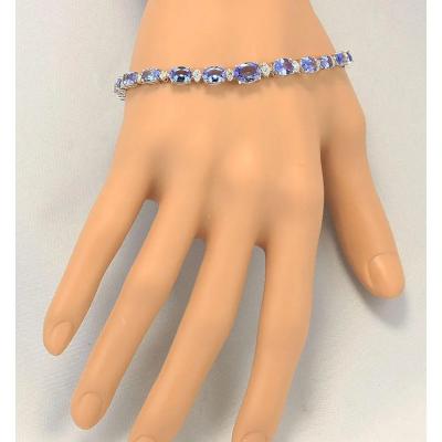 China 11,80 CTW ouro branco contínuo natural de Tanzanite e de Diamond Bracelet In 14k à venda