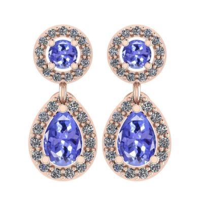 China 7,82 CTW ouro amarelo contínuo natural de Tanzanite e de Diamond Earrings 14K à venda