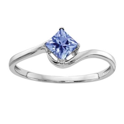 China 4mm Princess Cut Natural Tanzanite Engagement Ring 14k White Gold for sale