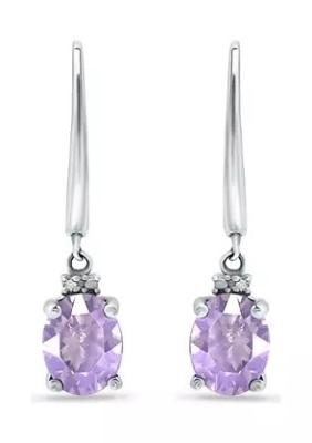 Cina 2,46 ct. t.w. Ametista e 1/10 di ct. t.w. Diamond Leverback Earrings in Sterling Silver in vendita