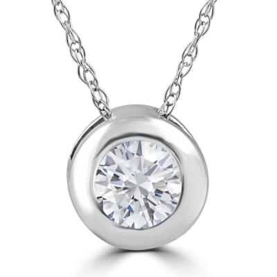 China 1/4 ct ringsum Diamond Solitaire Bezel Pendant Necklace 18