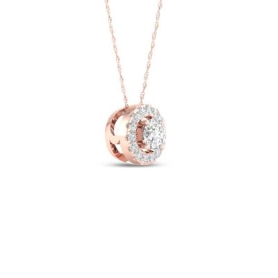 China De keizerhalsband van de de Diamant10k Rose Gold Round Diamond Halo Tegenhanger van 1/6Ct TDW Te koop