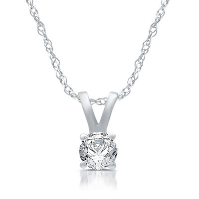 Cina oro bianco di Diamond Solitaire Pendant Necklace 14K del giro 1/5ct in vendita