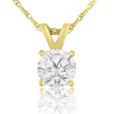 China 1/2 Karaat Diamond Solitaire Necklace In 14 Karat Yellow Gold (J-K Color, I1-I2-Duidelijkheid) Te koop