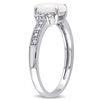 China Ovaal Opaal en Diamond Accent Vintage-Style Ring in 10K-Witgoud Te koop