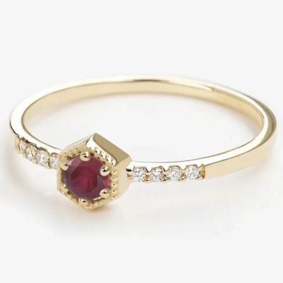 Κίνα Gift Sterling Silver Natural Ruby Hexagon Minimal Engagement Ring Dainty Unique προς πώληση