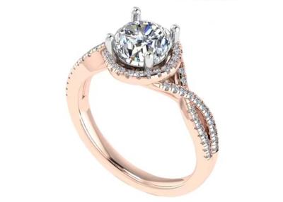 China Ronde Besnoeiings18k Rose Gold Ring For Engagement S11 SI2 VS1 Gemiddelde Duidelijkheid Te koop