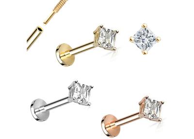 China Prinzessin Cut Diamond Stud Earrings Dia 3×3mm des Gold14k ODM für Jahrestag zu verkaufen