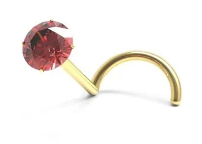 China Perfuração do nariz do ouro do parafuso 18K com 1.5mm-3mm Garnet Stone natural à venda