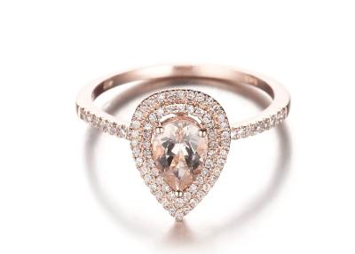 Cina La pera ha tagliato il doppio ODM del peso 0.79ct dell'anello di fidanzamento 6×9MM del Morganite di alone in vendita