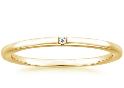 中国 一つはめの宝石Diamond 14K Yellow Gold Jewelry Tiny 0.04ct 2.0mm-2.3mm Band Size 販売のため