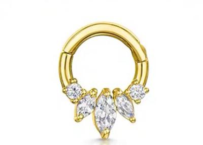 China Clicker do ouro de Marquise Cut 14K que perfura a garra quatro que ajusta o tipo para o nariz de Daith do septo à venda