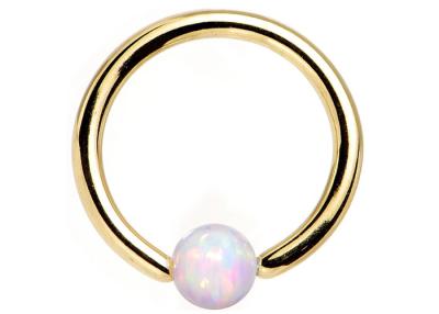 China Perfuração do nariz do ouro da aro 18K com Opal Inner Diameter natural 8-12mm à venda