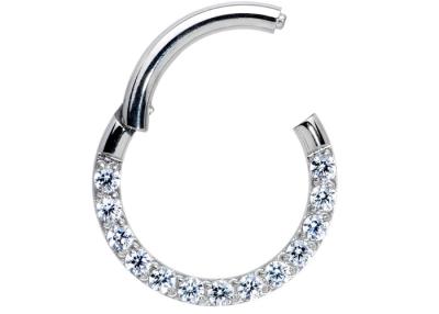 Cina anello di piercing del Tragus dei diamanti 0.1ct, naso Ring Inner Dia dell'oro bianco 8-15mm in vendita