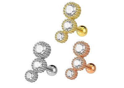 中国 生殖不能のGold Body Piercing Jewelry Earrings For Cartilage Tragus Dia 3×3mm ODM 販売のため