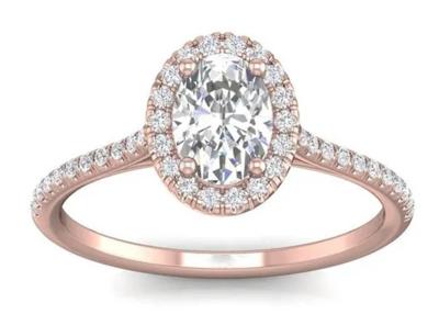 Cina 18K ovale Rose Gold Ring, 0.50Ct Diamond Engagement Ring 6.37x4.46x2.79mm in vendita