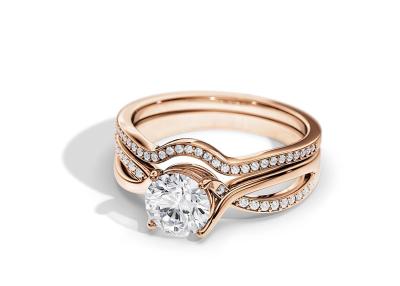 China cor da média de 1.25ct Rose Gold Moissanite Engagement Rings VS1 SI1 SI2 à venda