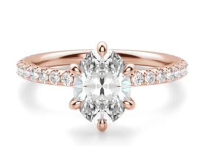 Cina Il forcone ha messo il tipo pietra di Ring Rose Gold Material With 1.5carat 6×8mm dell'argento di 9k in vendita