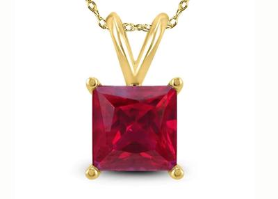 China Colares do ouro 14K de 7×7MM com Ruby Pendant 2ct para o acoplamento à venda