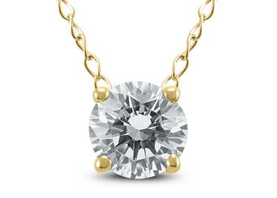 China 4mm 0.23ct Diamond Solitaire Necklace, 4 colar do ouro amarelo dos dentes 14k à venda