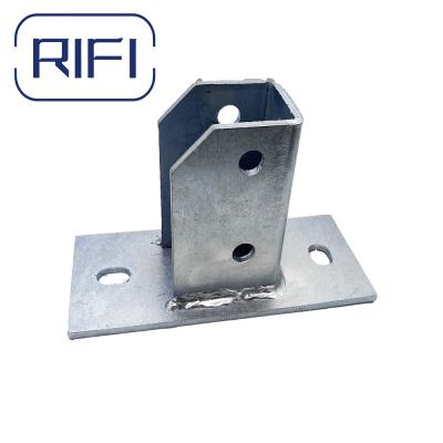 China RIFI Strut Channel Fitting Carbon Steel  Galvanized Single Channel Post Base Solar Bracket for sale