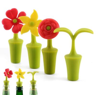 China Vacuum Flower Design Food Grade Silicone Rubber Wine Bottle Stopper for sale