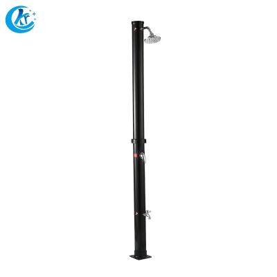 China PVC+ABS with chrome 20L round outdoor solar shower for swimming pool and garden with foot shower for sale