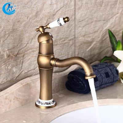 China European Faucets Antique Bathroom Brass Water Wash Hand Metered Single Basin Faucet for sale