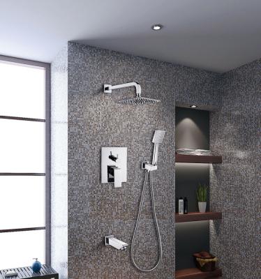 China Modern Wall Mount Rainfall Shower Set Chrome Bathroom Waterfall Shower Faucet Set Rain Concealed Shower Set for sale