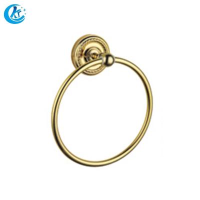 China Contemporary Luxury Wall Hung Gold Towel Ring Bathroom Ring Shape Hotel Towel Rack for sale